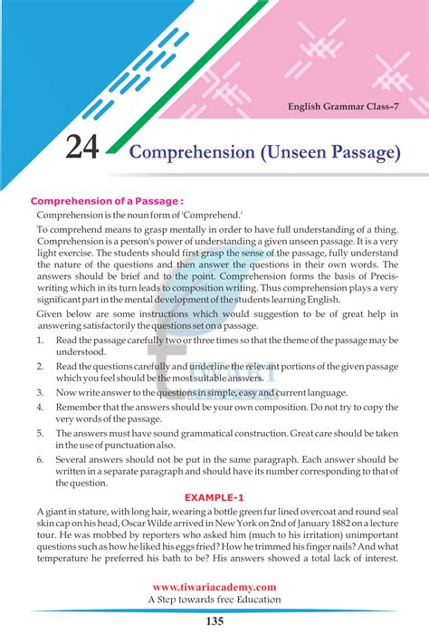 This english video for class 11 of comprehension passage, is about tips and tricks for comprehension passage which will help. Class 7 English Grammar Chapter 24 Comprehension or Unseen Passage.
