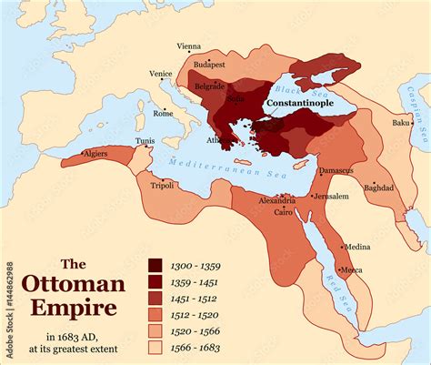 Turkish History The Ottoman Empire At Its Greatest Extent In 1683 Overview Map Of Its