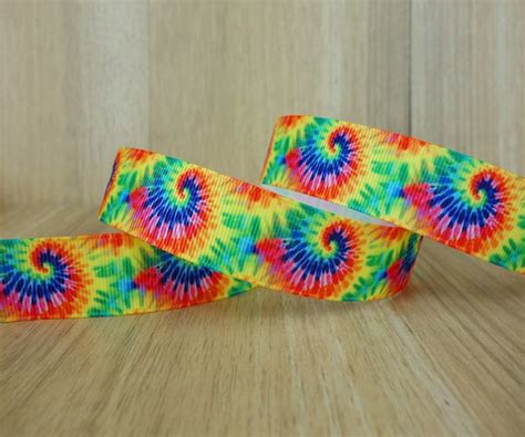 78 Neon Tie Dye Swirl Pattern Printed Grosgrain Ribbon