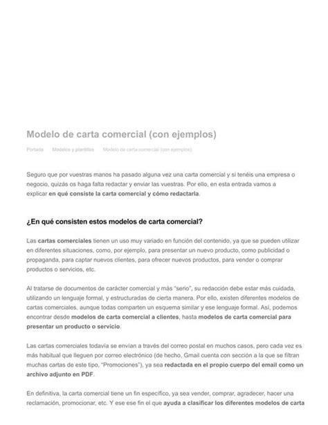 Modelo De Carta Comercial Con Ejemplos Cartasymodelos22 Udocz