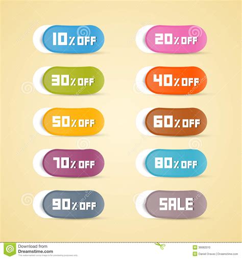 Colorful Vector Discount Stickers Labels Stock Vector Illustration