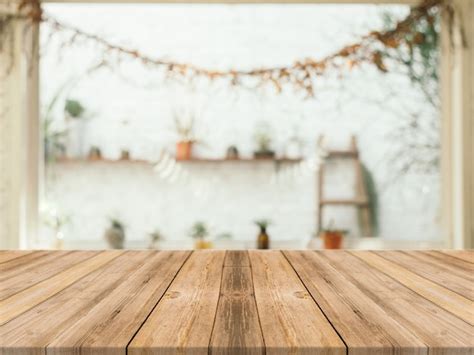 Free Photo Wooden Table With Blurred Background