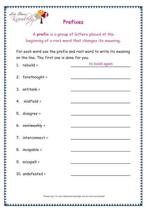 Suffixes And Prefixes Worksheets Grade 4 Thekidsworksheet