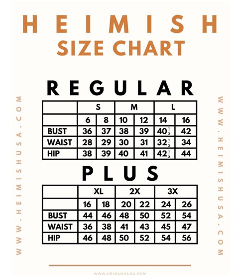 heimish size guide sassy belle boutique