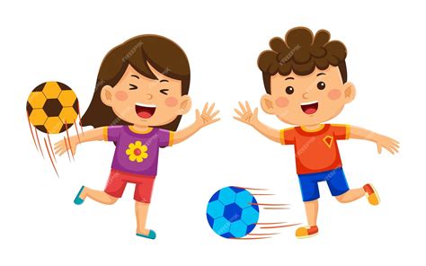 Premium Vector Kids Playing Football In Vector Illustration
