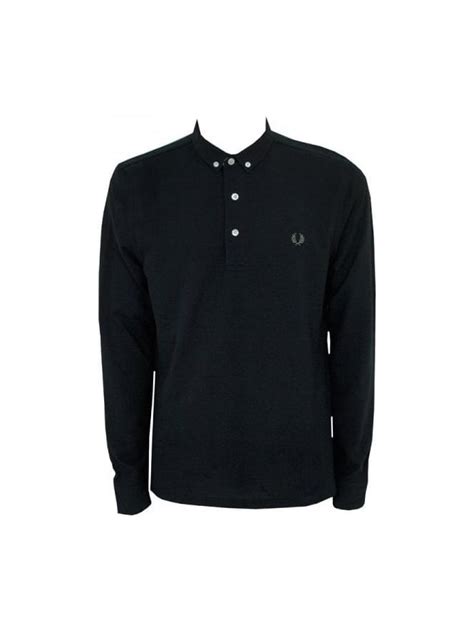 Fred Perry Fred Perry Ls Button Down Pique Polo Black Mens