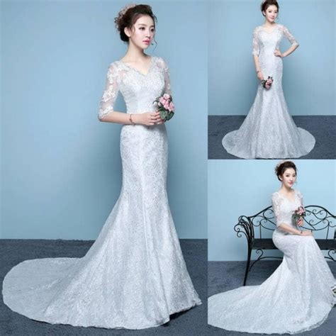 Jual Md 053 Gaun Pengantin Wedding Dress Mermaid Lengan Panjang Import