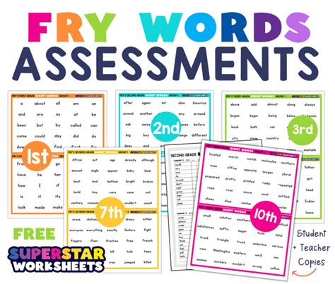 Fry Sight Word Assessment Superstar Worksheets