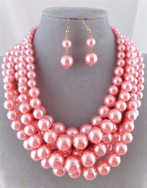 Chunky Pink Pearl Necklace Pearl Necklace
