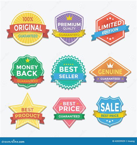 Flat Color Badges And Labels Promotion Design Stock Vector Image