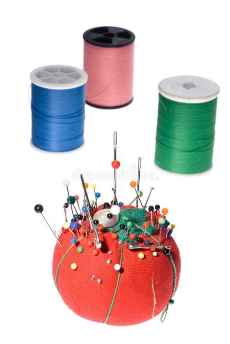 Thread And Needles And Pin Cushion Stock Photo Image Of Craft Stitch