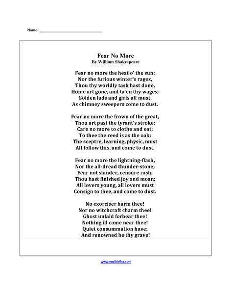 5th Grade Poetry Worksheets — Db