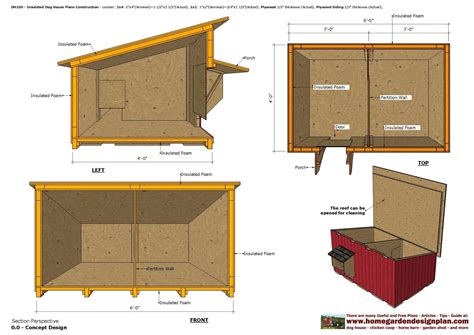 home garden plans: DH100 - Insulated Dog House Plans - Dog House Design