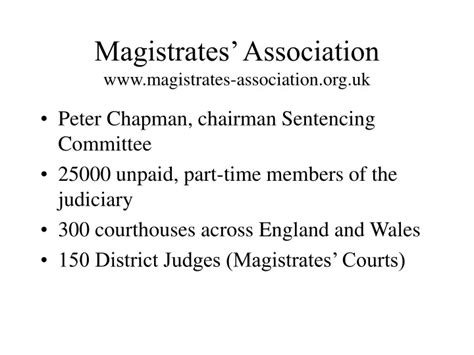 Ppt Magistrates’ Association Magistrates Association Uk Powerpoint Presentation Id 9619066