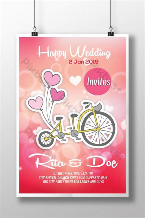 pink with hearts wedding poster psd free download pikbest