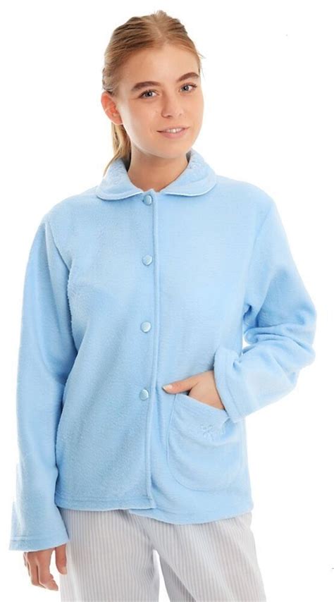 Ladies Lady Olga Daisy Soft Fleece Warm Traditional Button Bed Jacket