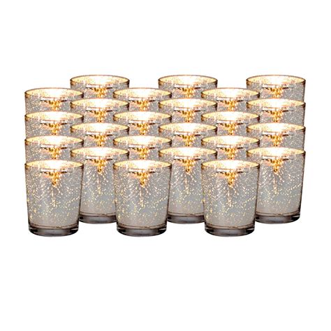 Royal Imports Silver Mercury Glass Votive Candle Holder Table