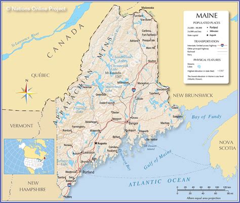 Map Of The State Of Maine Usa Nations Online Project