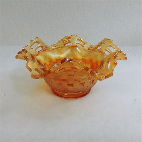 Carnival Glass Marigold Basket Weave Dish 5278g1297a Etsy