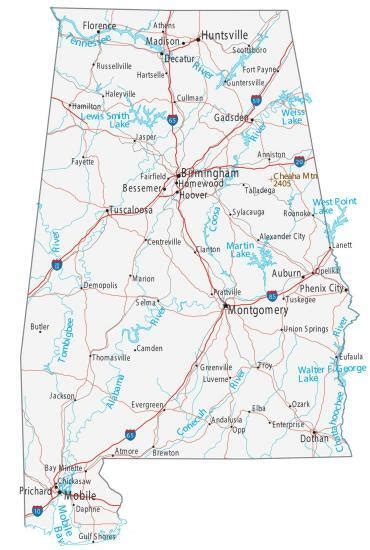 Map Of Alabama Cities And Roads Gis Geography
