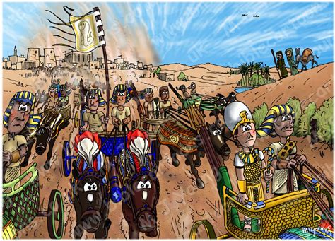 Bible Cartoons Exodus 14 Parting Of The Red Sea Scene 04 Pharaoh