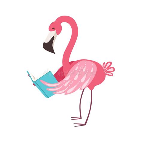Download Pink Flamingo Smiling Bookworm Zoo Character Wearing Glasses