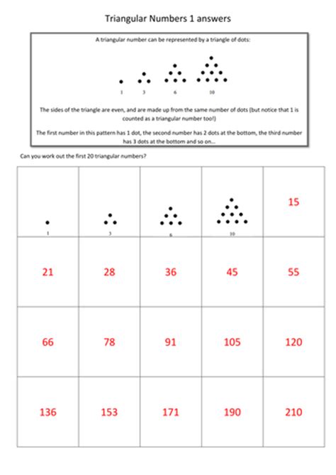 Free Triangular Numbers Worksheet