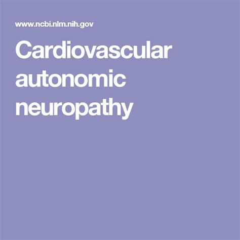 Cardiovascular Autonomic Neuropathy Neuropathy Cardiovascular