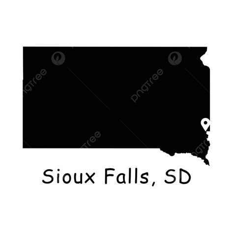 1325 Sioux Falls Sd On South Dakota State Map Vector Map Boundary
