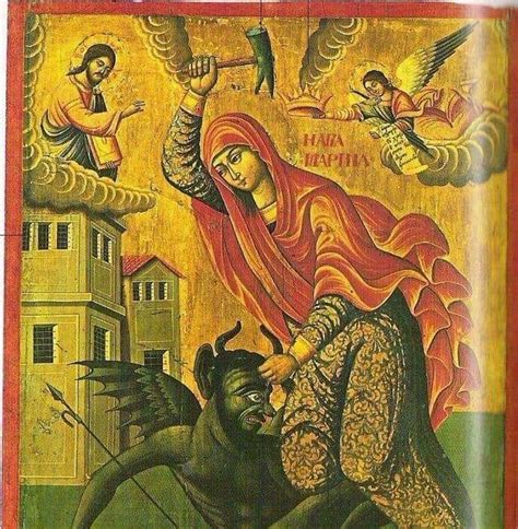 The Blessed Virgin Mary Beating The Devil With A Hammer Imagenes De Arte Arte Bizantino