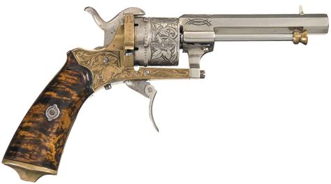 Engraved European Brass Frame Pinfire Revolver Rock Island Auction