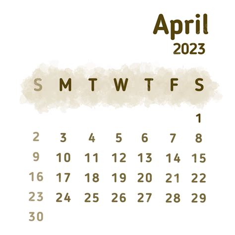 Calendario Aprile 2023 Acquerello Calendario Aprile 2023 File Png E