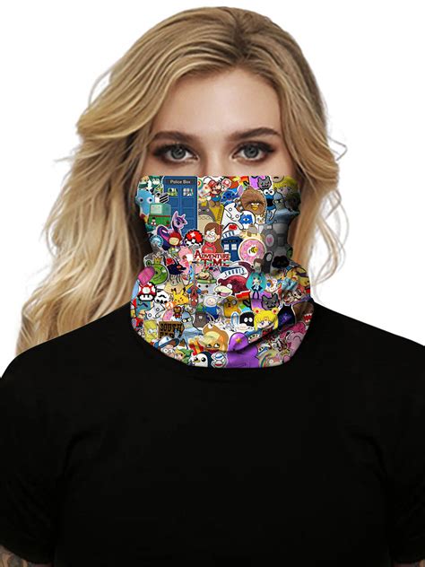 Face Cover Mouth Cover Bandanas Seamless Anime Print Tube Headwear