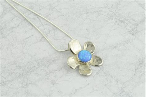 Daisy Opal Silver Pendant Lavan Designer Jewellery