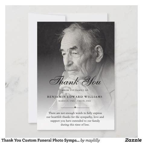 A Funeral Thank Card With An Old Man S Face And Hand On His Chin