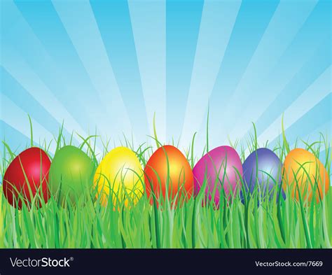 Easter Eggs In Grass Royalty Free Vector Image