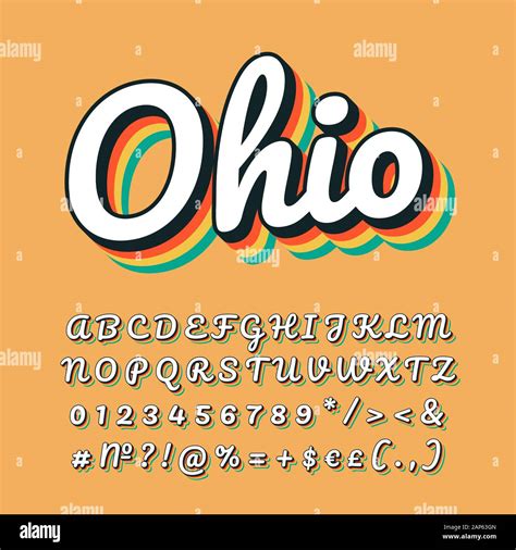 Ohio Vintage 3d Vector Lettering Retro Bold Font Italic Typeface With