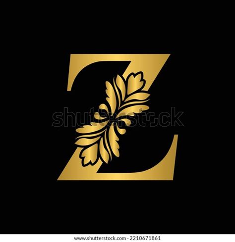 Gold Letter Z Vintage Golden Flower Stock Vector Royalty Free