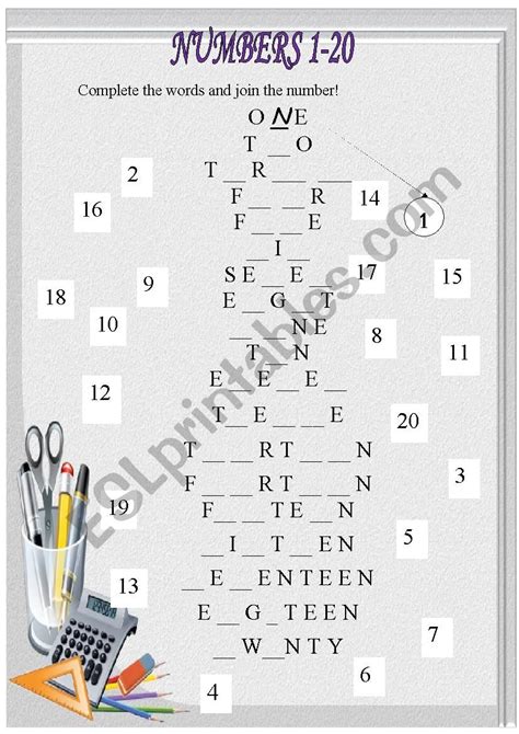 Numbers 1 20 Spelling Esl Worksheet By Oksandriyash