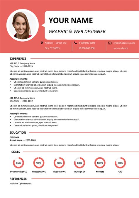 Create the perfect event management job description for a resume. Centrum Free Resume Template Microsoft Word - Red Layout | Simple resume template, Resume layout ...