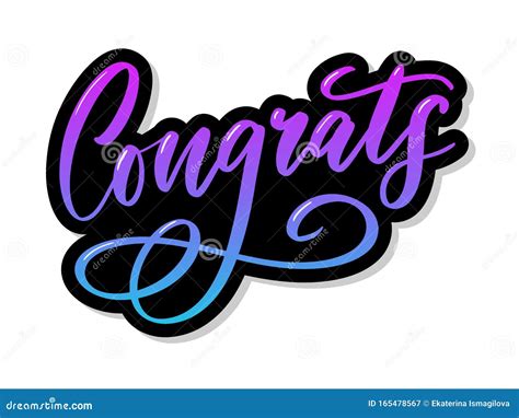 Congrats Congratulations Card Lettering Calligraphy Text Brush Stock