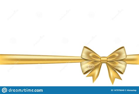 Ribbon Bow Gift Isolated White Background Satin Gold Design Festive Frame Stock Vector