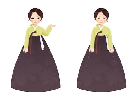 Premium Vector Korean Couple In Traditional Hanbok Dress Vector