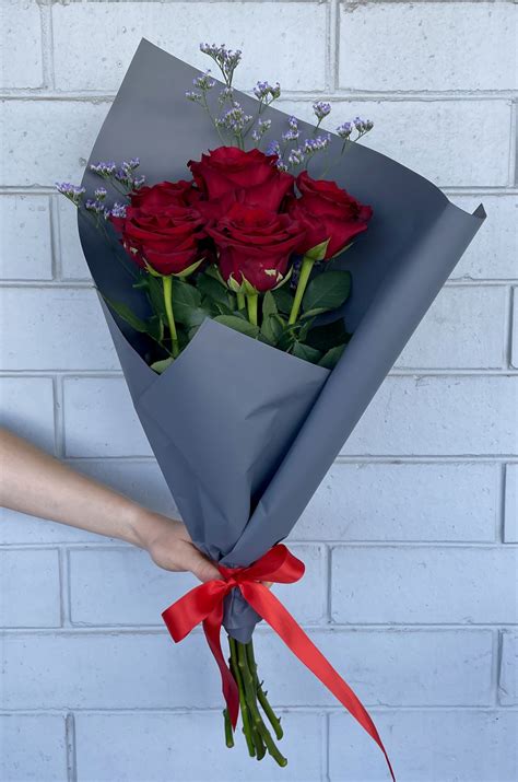 Half Dozen Red Rose T Wrap Flowers Of Leeming