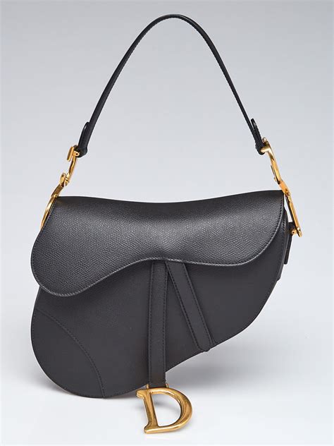Christian Dior Black Grained Calfskin Leather Saddle Bag Yoogis