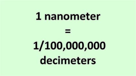 Convert Nanometer To Decimeter Excelnotes