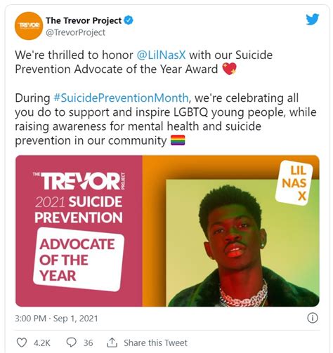 Ben Aquilas Blog Lil Nas X Honored By The Trevor Project