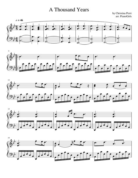 A Thousand Years Sheet Music For Piano Download Free In Pdf Or Midi