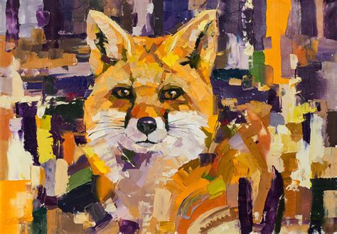Abstract Fox Painting Original Fox 275x196 Inches On Canvas Wall Art