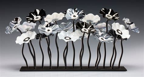 Black And White Garden Table Centerpiece By Scott Johnson And Shawn Johnson Art Glass Sculpture